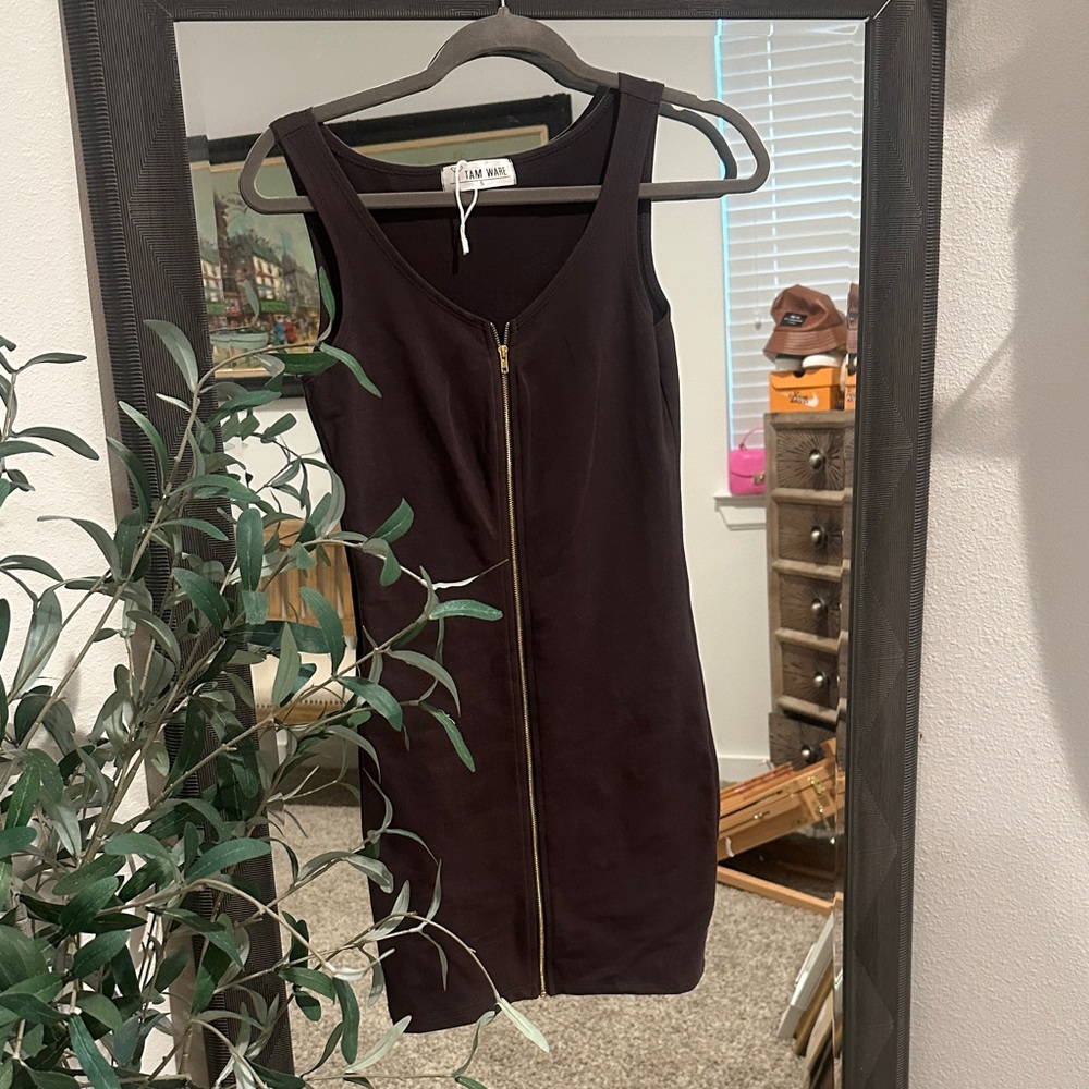 Chic Black Zip-Front Mini Dress